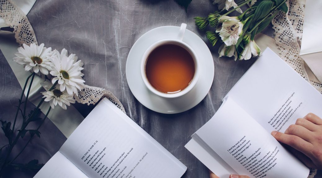 book flowers cup of tea