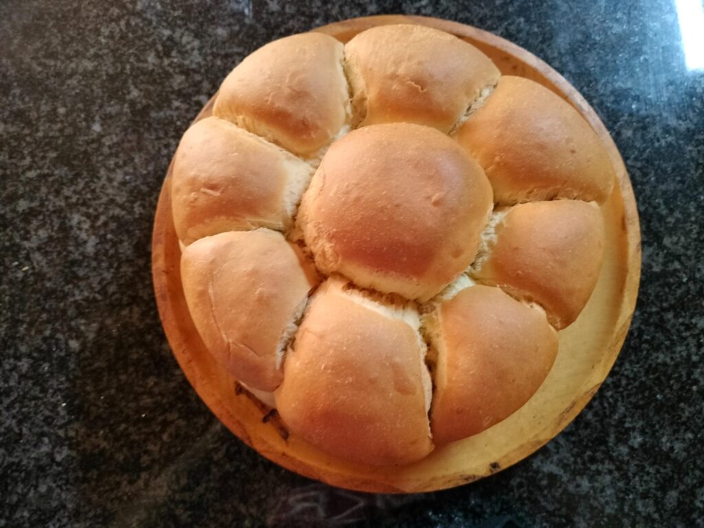 bread on wooden plate